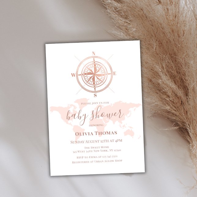 Neutral Världskarta Resäventyr Baby Shower Inbjudningar (Neutral World Map Travel Adventure Baby Shower Invitation)