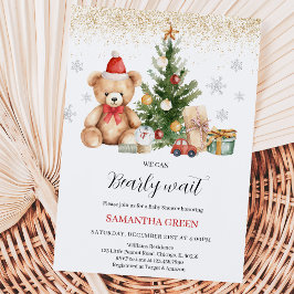 Neutral Vi Kan Knappast Vänta Jul Babyshower Inbjudningar