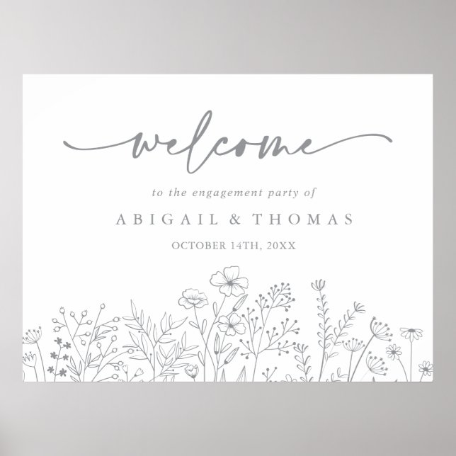 Neutral Vildblomma Förlovningsfest Välkommen  Poster (Framsidan)