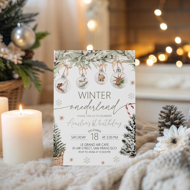 Neutral Vinter Onederland Inbjudan (Skapare uppladdad)