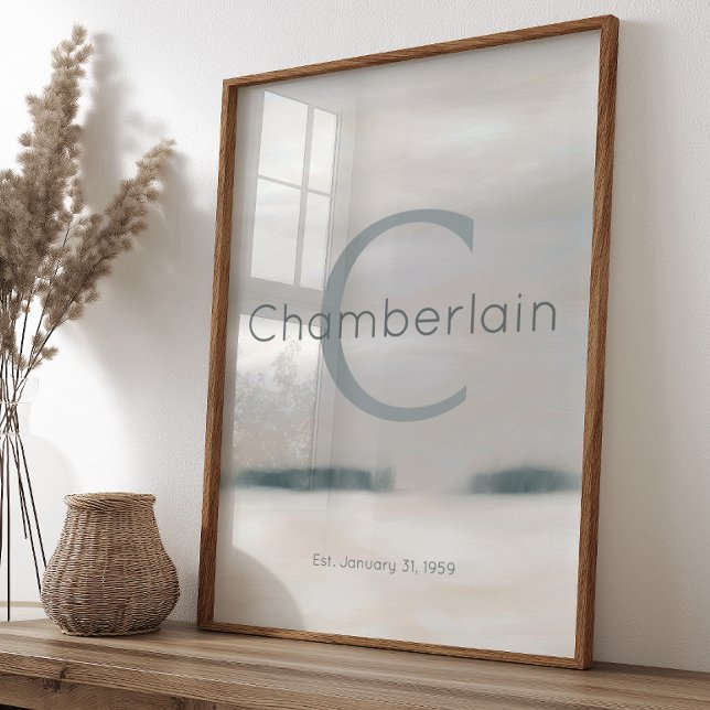 Neutral Vinter Vattenfärgskustomiserad Efternamnsu Poster (Skapare uppladdad)