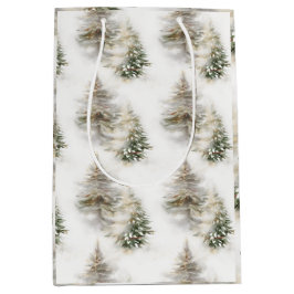 Neutral Watercolor Pine Tree Gift Bag — Winter For