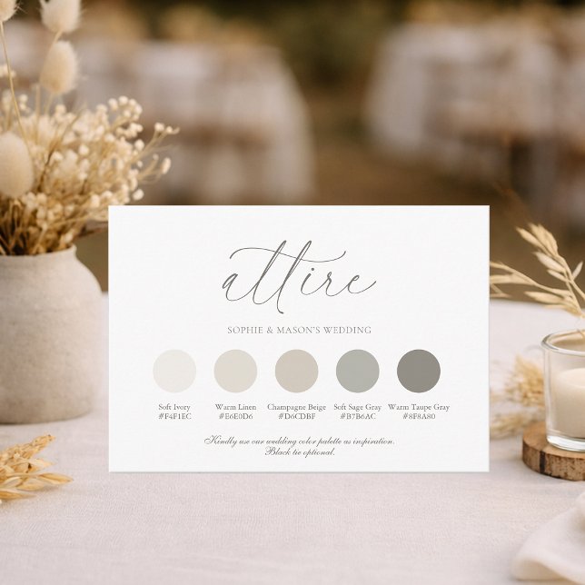 Neutral Wedding Attire Color Palette Card  Inbjudningar (Skapare uppladdad)