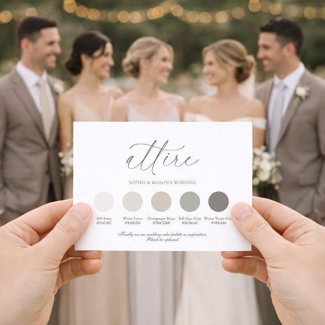 Neutral Wedding Attire Color Palette Card  Inbjudningar (Skapare uppladdad)