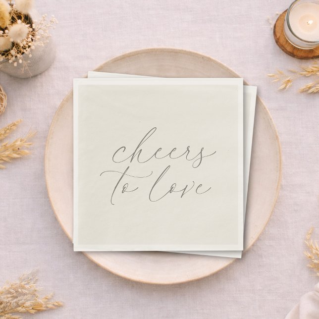 Neutral Wedding Napkins “Cheers to Love” Pappersservett (Skapare uppladdad)