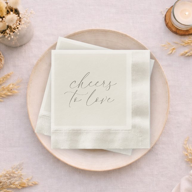Neutral Wedding Napkins “Cheers to Love” Pappersservett (Skapare uppladdad)