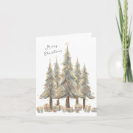 Neutral White Christmas Trees Cream Holiday Helgkort