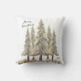 Neutral White Christmas Trees Cream Holiday Kudde