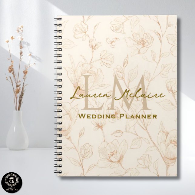 Neutral Wildflower Monogram Business Design Anteckningsbok (Neutral Wildflower Monogram Business Design Notebook)