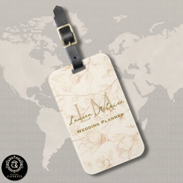 Neutral Wildflower Monogram Business Travel Bagagebricka