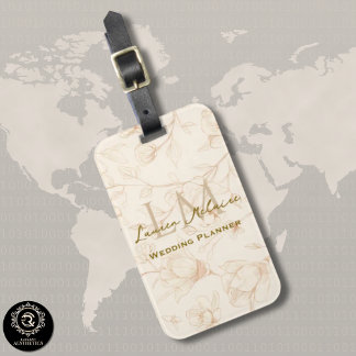 Neutral Wildflower Monogram Business Travel Bagagebricka