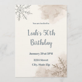 Neutral Winter 50th Birthday Invitation – Minimal Inbjudningar