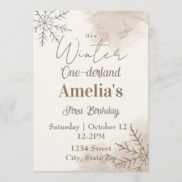 Neutral Winter First Birthday Invitation – Minimal Inbjudningar