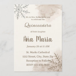 Neutral Winter Quinceañera Invitation – Minimalist Inbjudningar