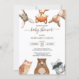 Neutral WOODLAND Baby Shower av enkelt kön Inbjudningar