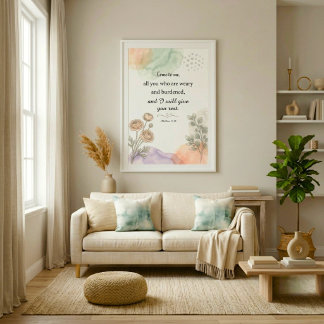 Neutrala akvarell-löften från Gud i Bibeln Poster