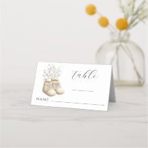 Neutrala Blommiga Baby Shower Platskort Tält