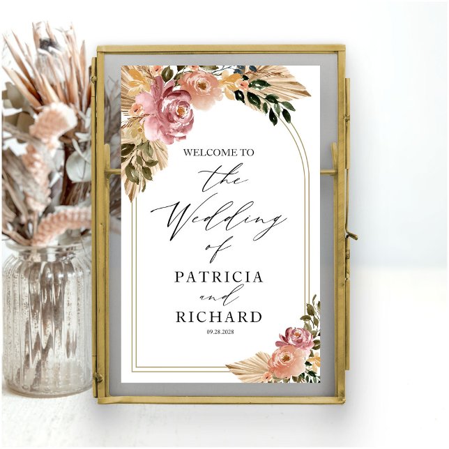Neutrala färger Boho Blommig Bröllop Välkomstskylt Poster (Skapare uppladdad)