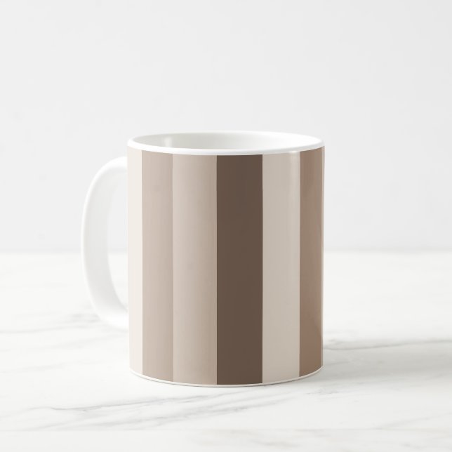 Neutrala jordtonade randiga mönsterdesign  kaffemugg (Framsida vänster)