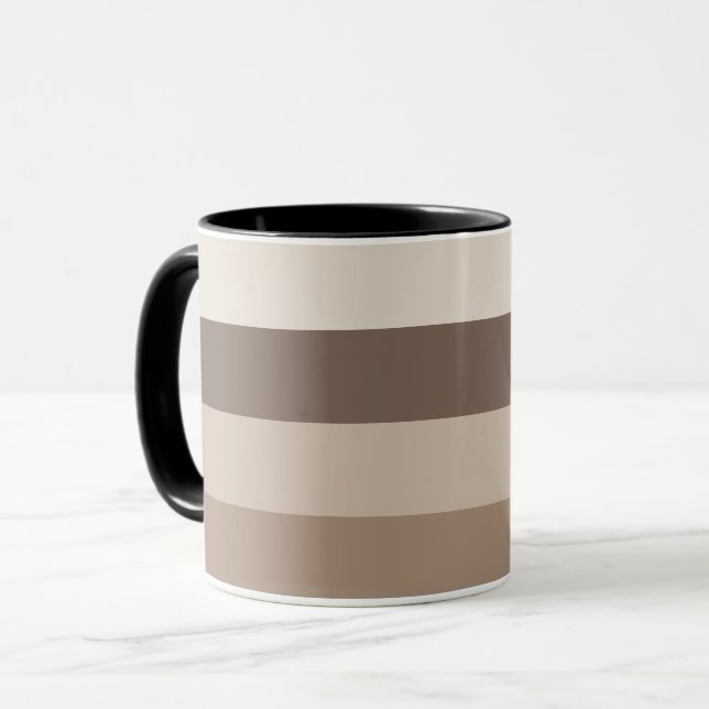 Neutrala jordtoner randigt mönster design  mugg (Framsida vänster)
