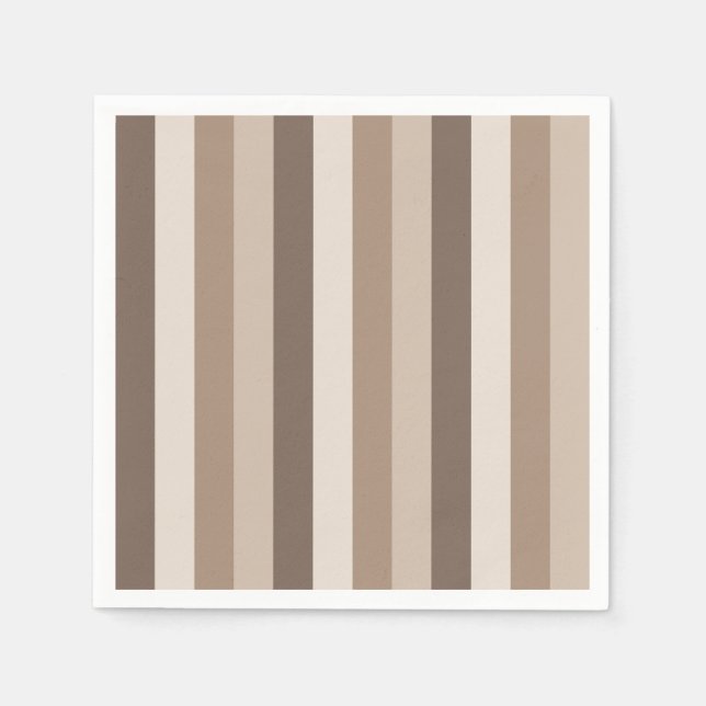 Neutrala jordtoner randigt mönster design  pappersservett (Framsidan)