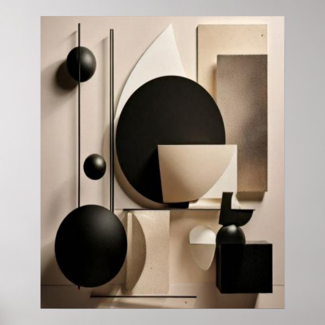 Neutrala Minimala Geometriska Former Abstrakt Poster (Framsidan)