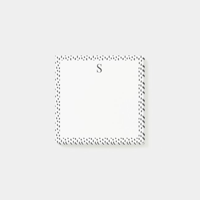 Neutrala penseldrag Elegant monogram Svart Vitt Post-it Block (Framsida)