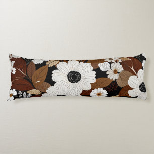 Neutrala toner Elegant blomster på svart Kroppskudde