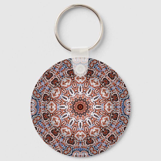 Neutrala toner Mandala-motiv Nyckelring (Framsida)