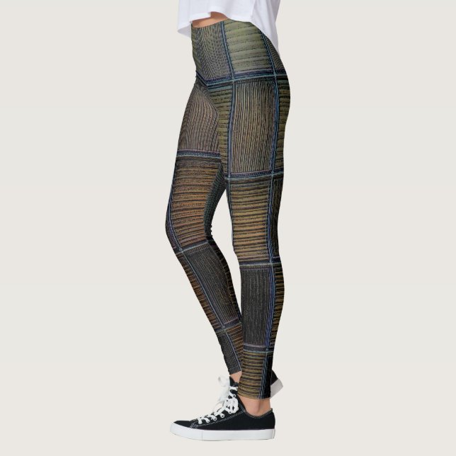 Neutralfärgad block korduroy look leggings (Vänster)