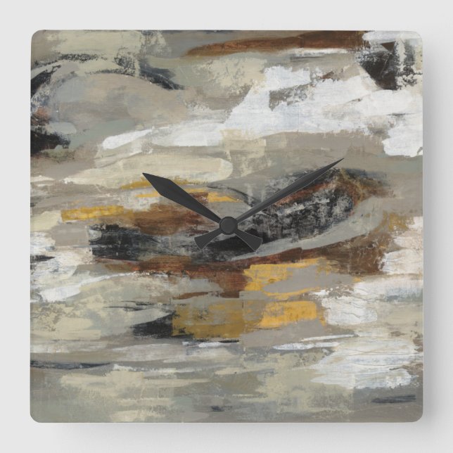 Neutralt Abstrakt Grått Skriv ut | Silvia Vassilev Fyrkantig Klocka (Framsida)