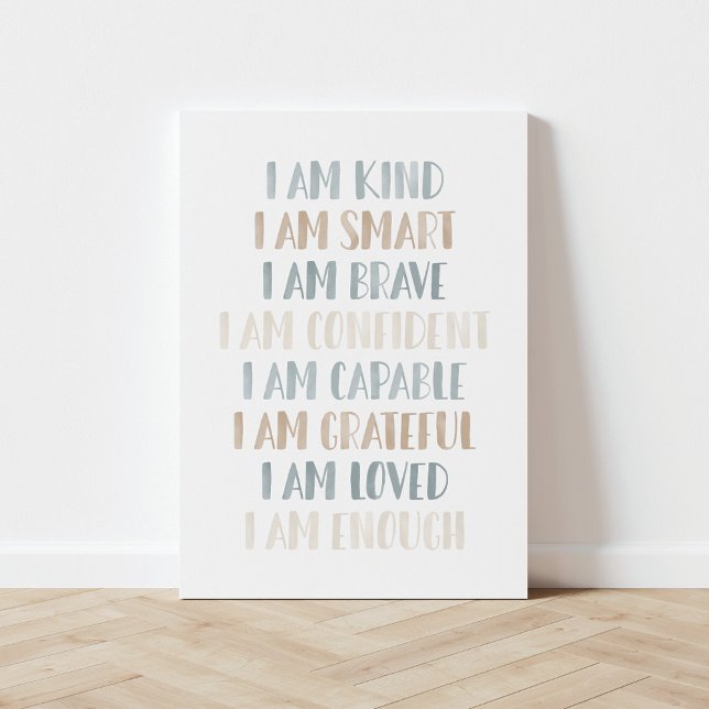 Neutralt Affirmations för barn Nursery Decor Canvastryck (Skapare uppladdad)