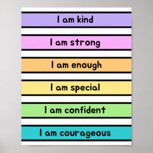 Neutralt Affirmations för barn Nursery Poster
