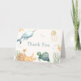 Neutralt Ahoy under Sea Whale Boy Shower Tack Kort