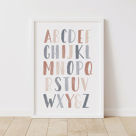 Neutralt Alphabet Boho Kids Room Decor Poster