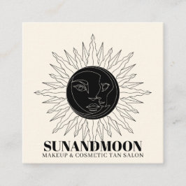 Neutralt Andlig Solenergiuppvärmning Sol Måne Fyrkantigt Visitkort