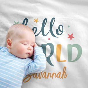 Neutralt anpassat namn Baby Shower bebis Fleecefilt