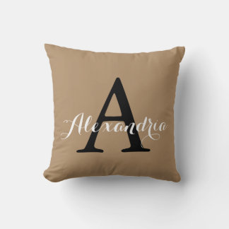 Neutralt av kaffe Brown Tan Solid Färg Monogram Kudde