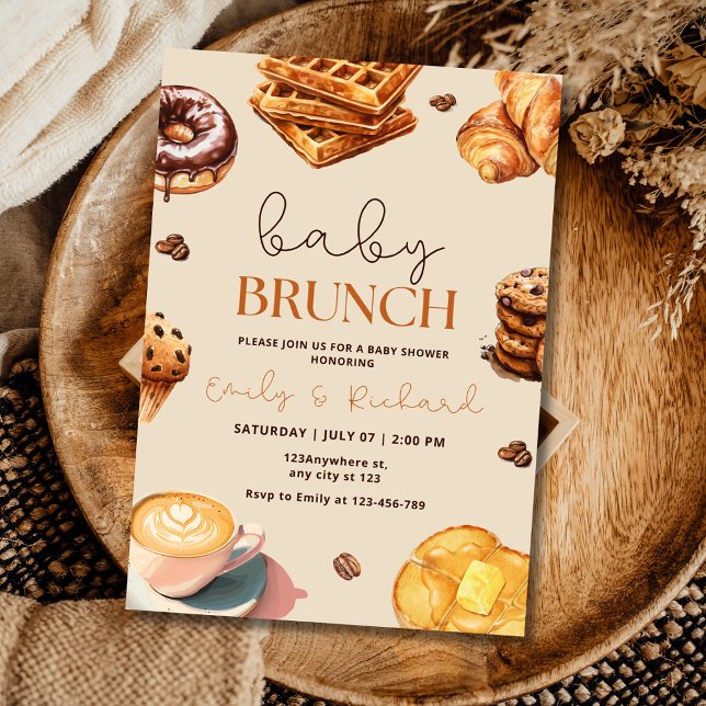 Neutralt Baby Brunch Baby Shower Inbjudan, Breakfa Inbjudningar (Skapare uppladdad)