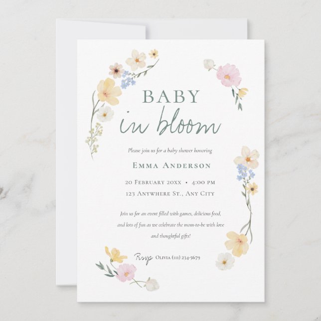 Neutralt Baby i bloombabyblåshuggarens inbjudan (Framsida)