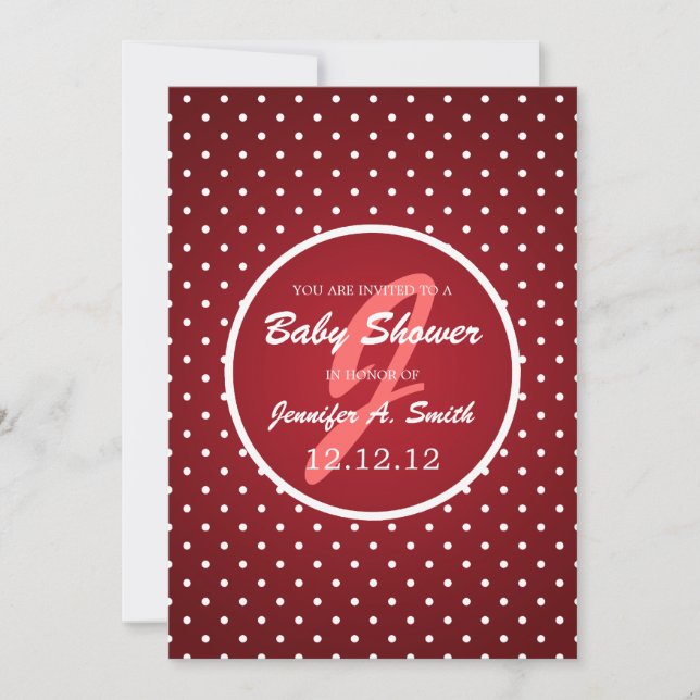 Neutralt Baby Shower Elegant Polka Dot Red Inbjudningar (Framsida)