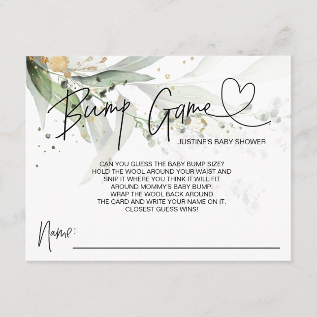 Neutralt Baby Shower Game Bump Gissa Cute Cute Car Tilläggskort (Framsida)