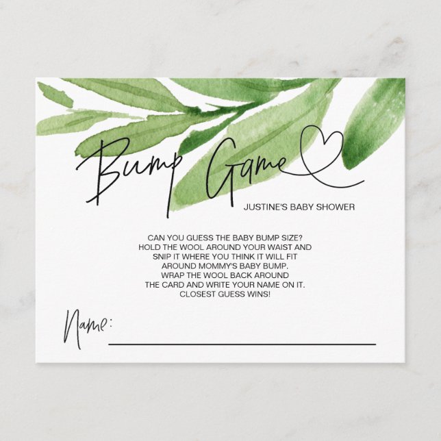 Neutralt Baby Shower Game Gump Gump Boy Girl Cards Tilläggskort (Framsida)