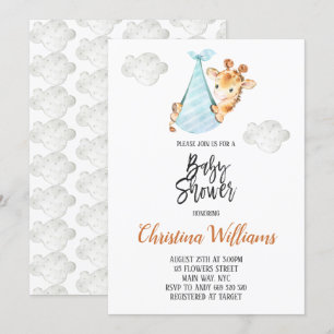Neutralt Baby Shower Giraffe Unge minimal Cute Inbjudningar