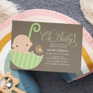 Neutralt Baby Shower Inbjudningar