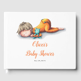 Neutralt Baby Shower med Baby Sleeping Gästböcker