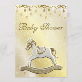 Neutralt Baby Shower Rocking Horse Inbjudningar