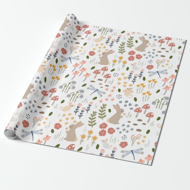 Neutralt Baby Woodland Wrapping Papper Presentpapper (Utrullad)