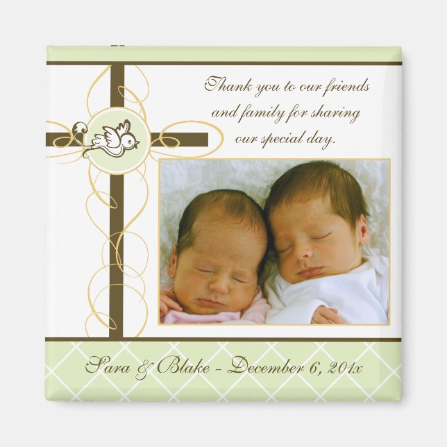 Neutralt Baptism/Christening Favor - Photo Magnet (Framsidan)