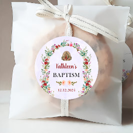 Neutralt Baptism i Blommigt av vattenfärg Gåvor Etiketter